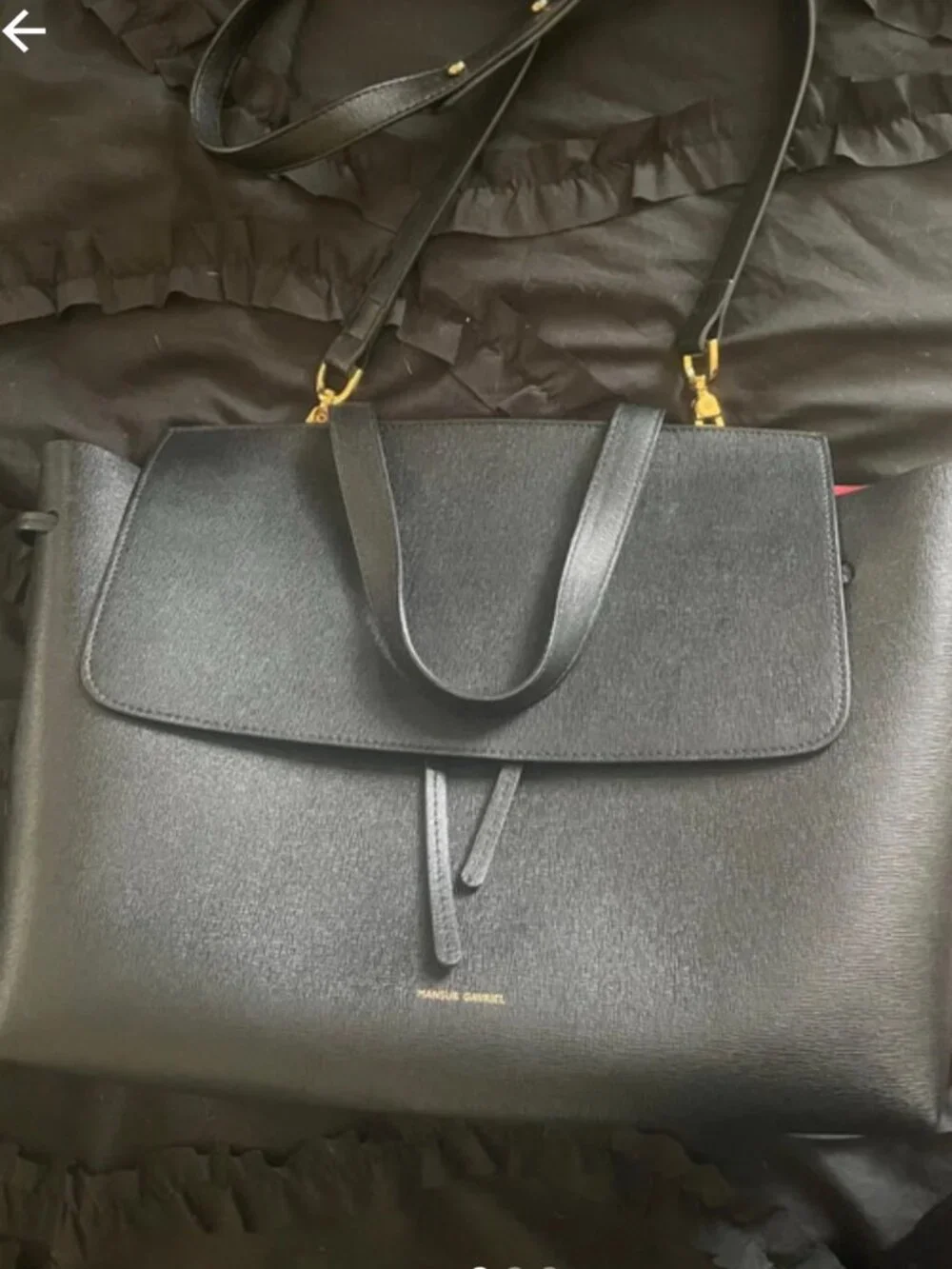 Mansur Gavriel Saffiano Lady Bag Black Flamma Red Rare Discontinued
